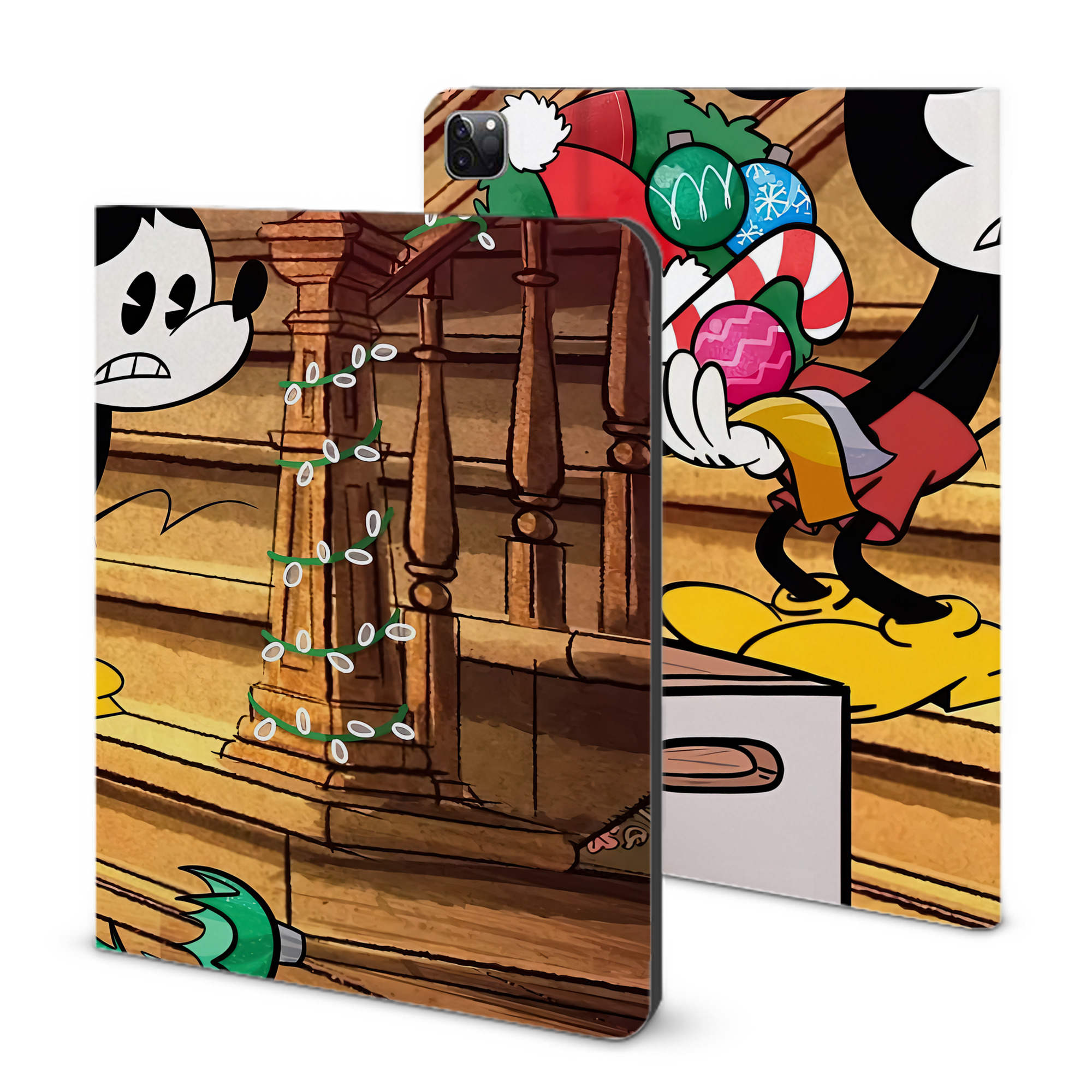 ミッキーマウス Mickey Mouse IPad ケース ブック型 PUレザー TPU 耐衝撃 軽量 薄型 ペン収納なし 全面保護 IPad 各モデル対応